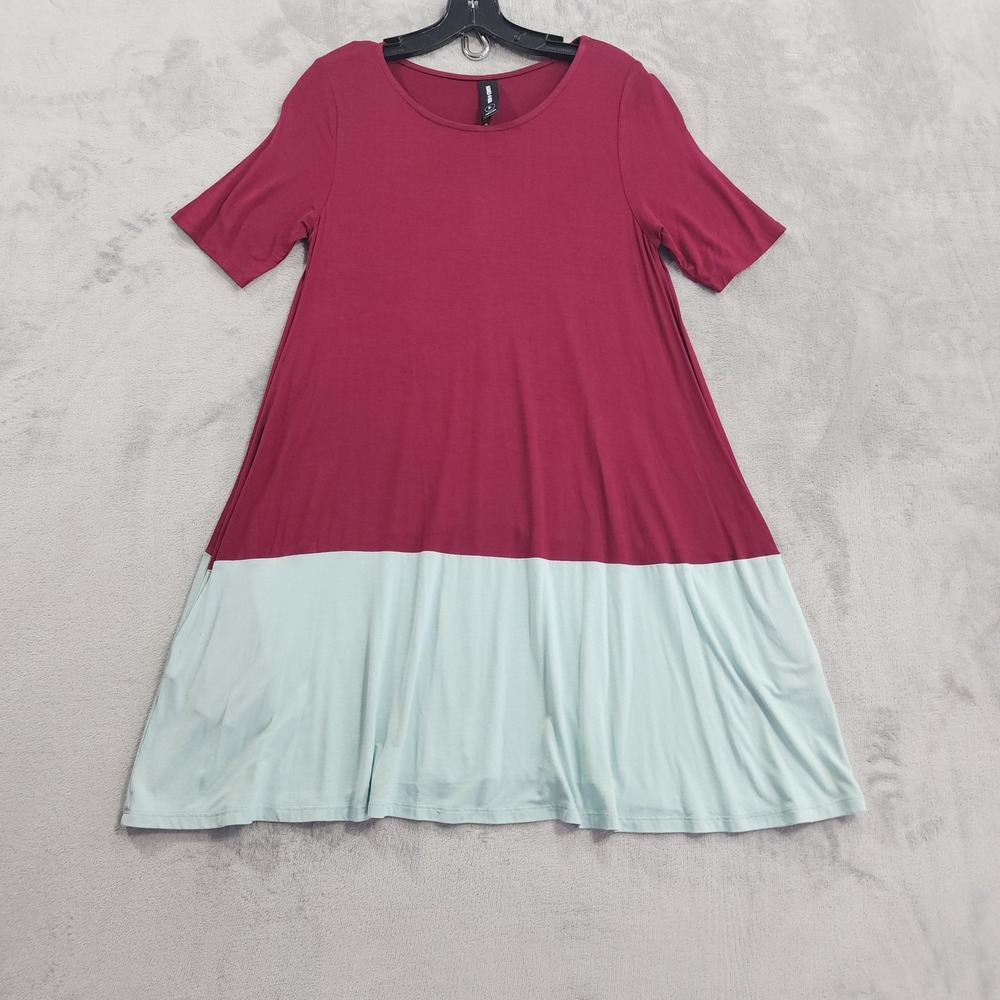 NEW Agnes‎ & Dora Top Womens S Red Colorblock Swing Tunic Scoop Neck Stretch
